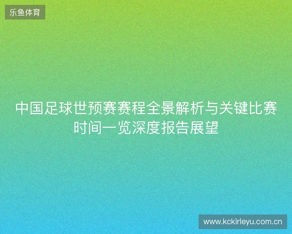 中国足球世预赛赛程全景解析与关键比赛时间一览深度报告展望